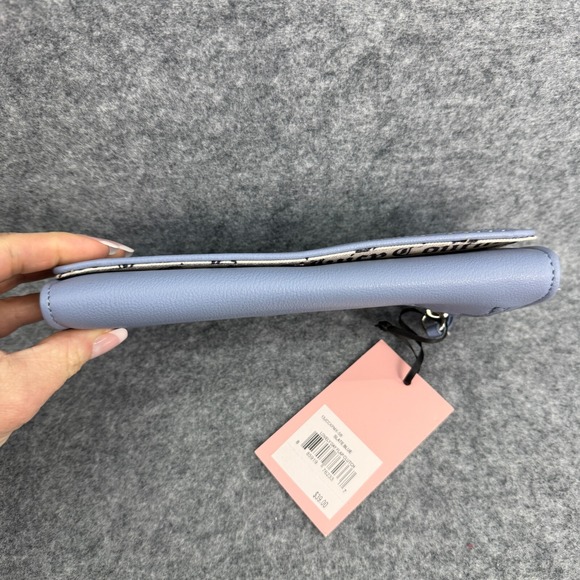 NWT Juicy Couture Lovely Day Flap Clutch Large Womens Wallet Slate Blue Studded - Picture 6 of 12